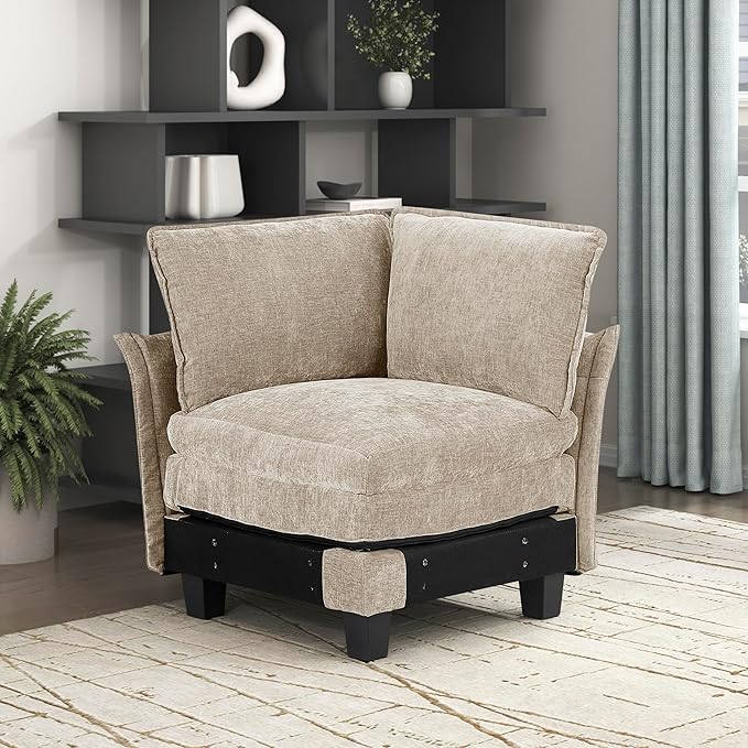 Lexicon Modular Sectional Sofa, Module for Sectional Couch, Corner Seat, Removable Cushion Cover, Soft Upholstery, Durable Frame, Customizable Comfort, Chenille Light Taupe