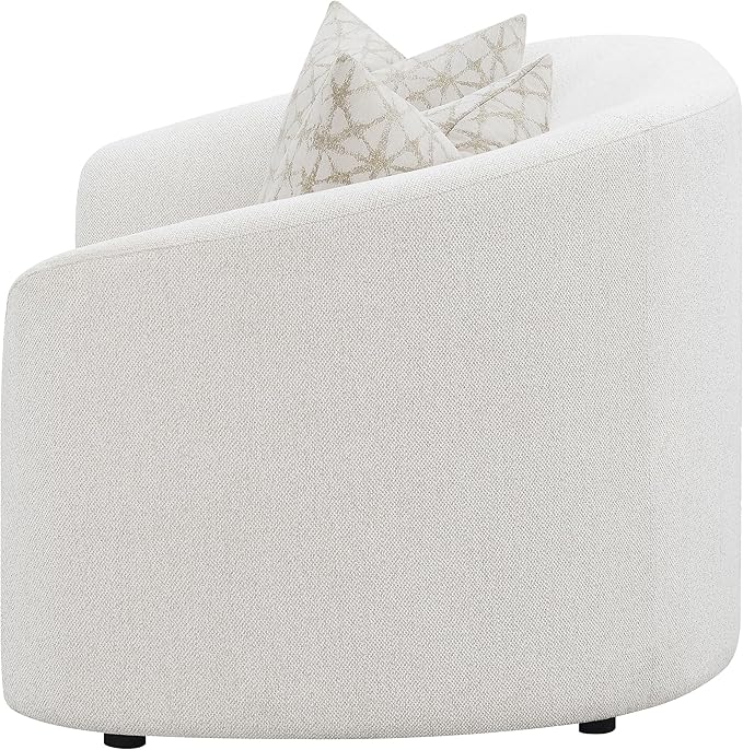 Coaster Home Furnishings - Rainn - Wood - Boucle Upholstered Loveseat with Sloped Arms, and Accent Pillows - Living Room - Latte - 509172