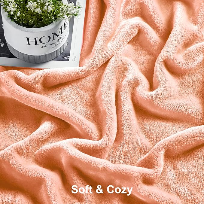 DREAMNINE Extra Large Fleece Blanket Soft Comfy Fluffy Bed Blanket King Size 90" x 108", Luxury Decorative Fuzzy Blankets for Bedroom, Big Cozy Shaggy Warm Flannel Blankets for Winter Autumn Pet,Peach