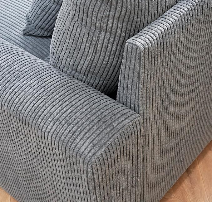 Luxe Sleeper Sofa with Soft Corduroy Upholstery, Double Chaise Design, Convertible to Twin Size Bed, Modern and Comfortable Living Room Couch, 89.9" Wide, Grey