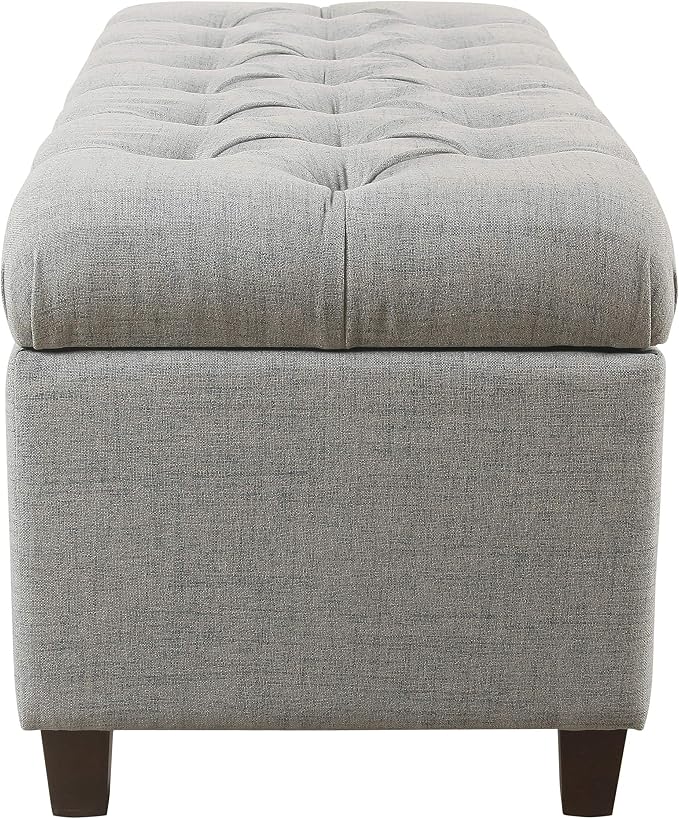Homepop Home Decor Tufted Ainsley Button Storage Ottoman Bench with Hinged Lid Ottoman Bench with Storage for Living Room & Bedroom, Light Blue 18x40x18 Inches - Image 12
