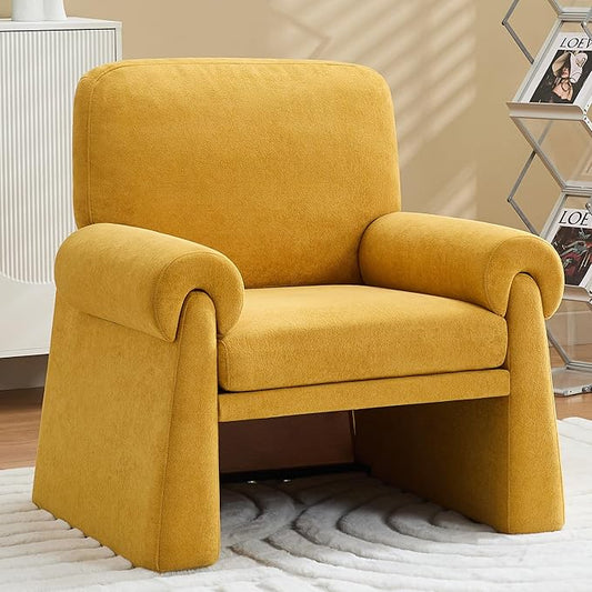 Oversized Accent Chair, Comfy Living Room Chairs, Single Sofa Chair with Thick Cushion and Armrests, Upholstered Arm Chair for Living Room, Modern Armchair, Reading Chair for Bedroom, Yellow