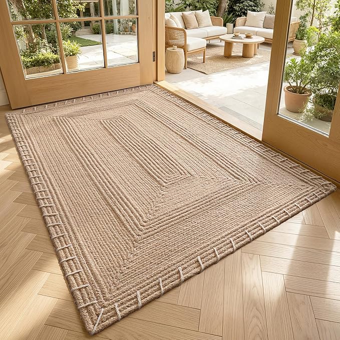 LUMI Handwoven Jute Door Mat, Non-Slip Durable Entryway Mat with Anti-Slip Mat for Hard Floor, Front Door Mats for Home Entrance, Patio, 32"x48", Knit Jute by LUMI