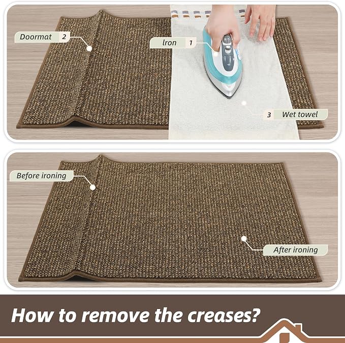 BEQHAUSE Dirt Trapper Door Mat 20" x 48", Non-Slip Washable Doormats Entrance Mat, Dirt Resistant and Absorbent Welcome Mat, Low Profile Floor Mats for Front Back Door and Entryway, Brown - Image 9