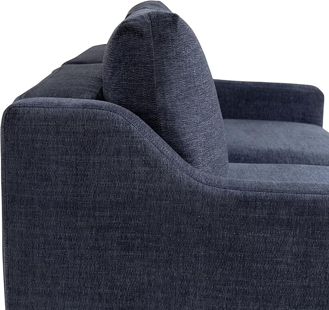 Serta Glendale 90.2" Queen Size Wall-Hugging Convertible Sofa, Dreamcoil Comfort, Chenille Fabric, Navy