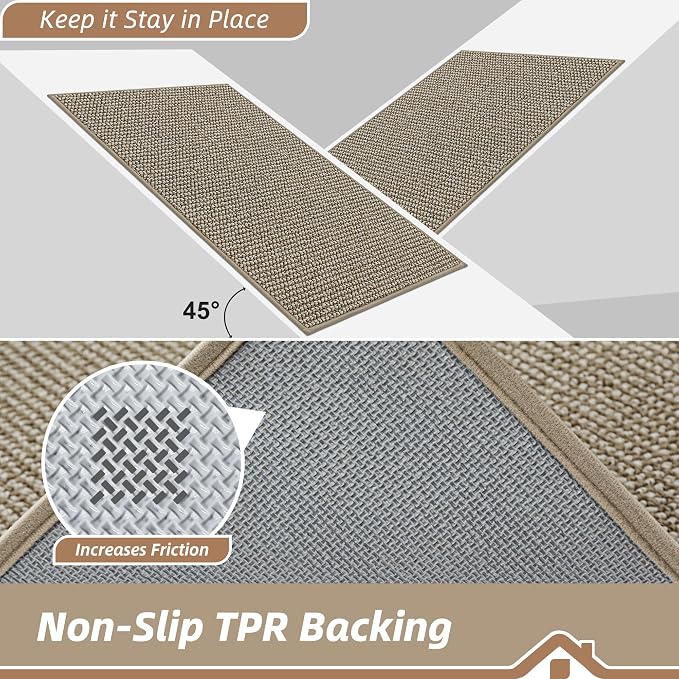 BEQHAUSE Dirt Trapper Door Mat 32" x 48", Non-Slip Washable Doormats Entrance Mat, Dirt Resistant and Absorbent Welcome Mat, Low Profile Floor Mats for Front Back Door and Entryway, Light Beige - Image 6