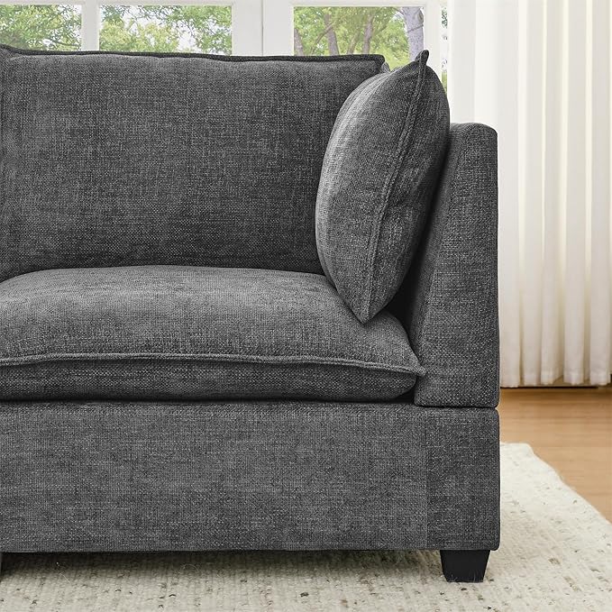Flexible Combination Convertible Modular Sectional Sofa,140" Oversized U Shaped Cloud Couches with 2 Movable Ottomans,6-Seat Chenille Combination Sofa Set for Living Room | Layer Cushions