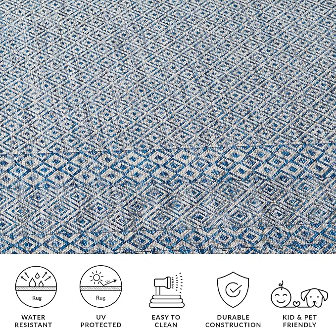 SAFAVIEH Courtyard Collection 2'3" x 14' Grey/Blue CY8235 Indoor/ Outside Waterproof Easy cleansingPatio Backyard Mudroom Runner Mat - Image 7
