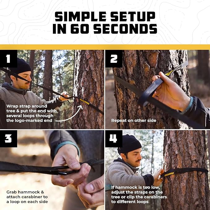 Wise Owl Outfitters Camping Hammock – 500lbs Portable Hammock with Tree Straps - Travel, Backpacking, Hiking, Outdoors Camping Gear - Single or Double - Image 6