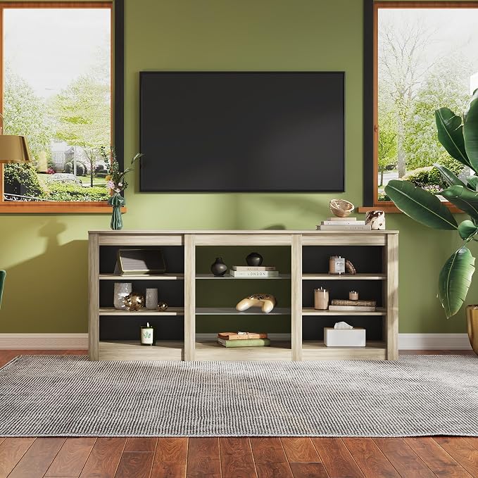 WLIVE Modern TV Stand for 65 Inch TV, Entertainment Center with Adjustable Open Shelves & RGB LED Lights, Sturdy Media Console for Living Room, Bedroom,Gaming(Gray Oak) - Image 2