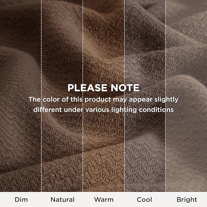 Bedsure GentleSoft 100% Cotton Blanket King Size for Bed - Breathable and Lightweight, Soft Cozy Textured Herringbone Woven Blanket for Summer, Brown, 108x90 inches