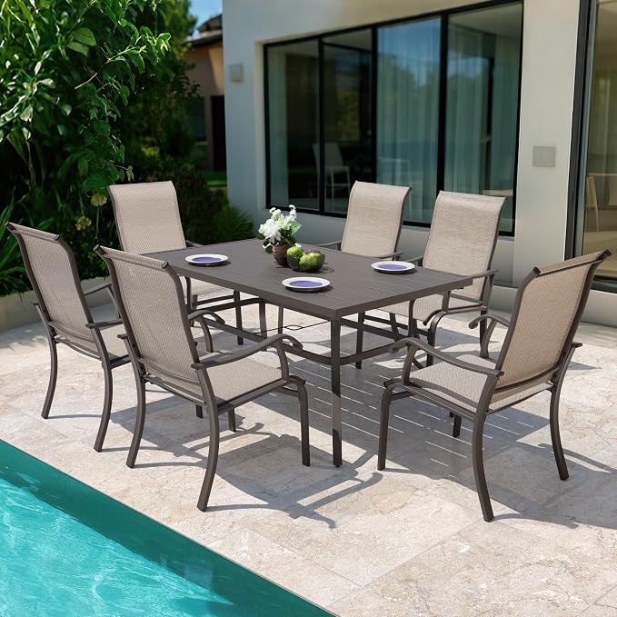 NUU GARDEN Patio Dining Chairs Set of 4, All Weather Textilene Patio Chairs,Powder-Coated Metal Frame Outdoor Patio Bistro Dining Chairs for Lawn Garden Backyard, Beige - Image 4