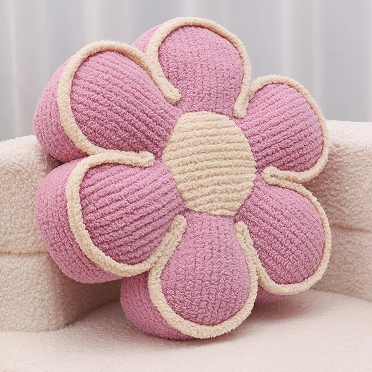 Pink Flower Pillow Decorative Throw Pillows 16" Fluffy Soft Flower Plush Floor Cushion for Couch Bed Girls Room Bedroom Decor Aesthetic (1, Pink, 16 Inch)