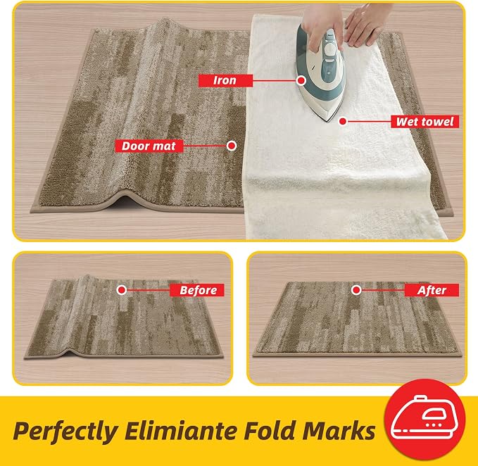 JSEI Dirt Trapper Door Mat 36"x60", Non-Slip Doormats Washable Entryway Mat, Welcome Floor Mat Absorbent Low Profile Dog Door Mats for Front Back Door, Wet Shoes & Paws, Beige - Image 9