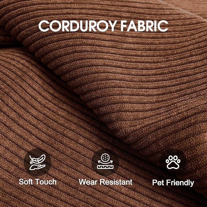 Ball & Cast 78.8" No-Assembly Compressed Sofa Bed, Convertible Floor Futon Couch with Pillow Backrest & Armrest, Boneless Modular Sleeper Sofa in Corduroy for Living Room Bedroom, Brown