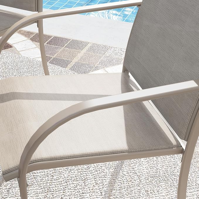 VICLLAX Round Outdoor Dining Set, Patio Table and Chairs Set Set of 8 Patio Stackable Chairs and 53" Outdoor Round Table with Umbrella Hole for Backyard Lawn Garden, Grey Chairs and Grey Table - Image 4
