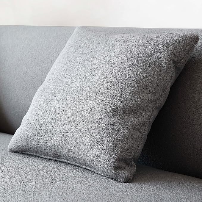 Acanva Modern Minimalist Sofa for Living Room Lounge Home Office, Rounded Edges Couch with Soft Boucle Upholstered, 74”W, Grey