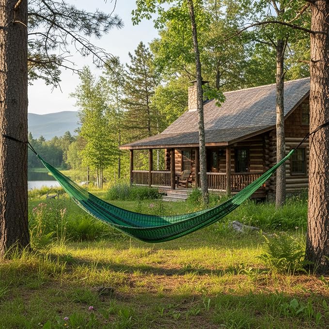 Sunnydaze Handwoven XXL Thick Cord Mayan Double Hammock for Outside - 625-Pound Capacity Heavy-Duty Outdoor Hammock - Meadow - Image 7