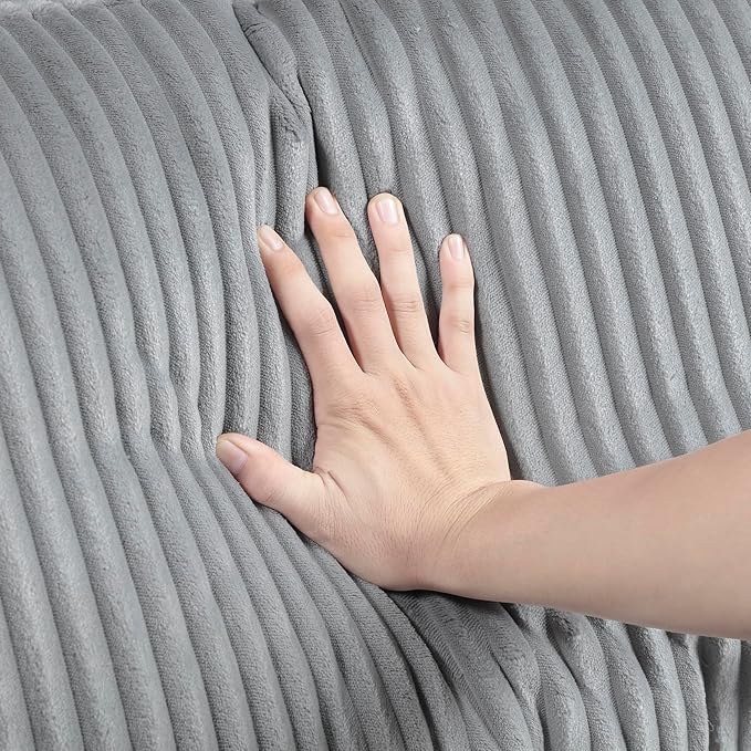 Lexicon Modular Sectional Sofa for Living Room, Corduroy Fabric Upholstery Armless Chair with Pillow, Units of Modular Sectional Couch, Upholstered Chair for Customizable Sectional Sofa Couch, Gray