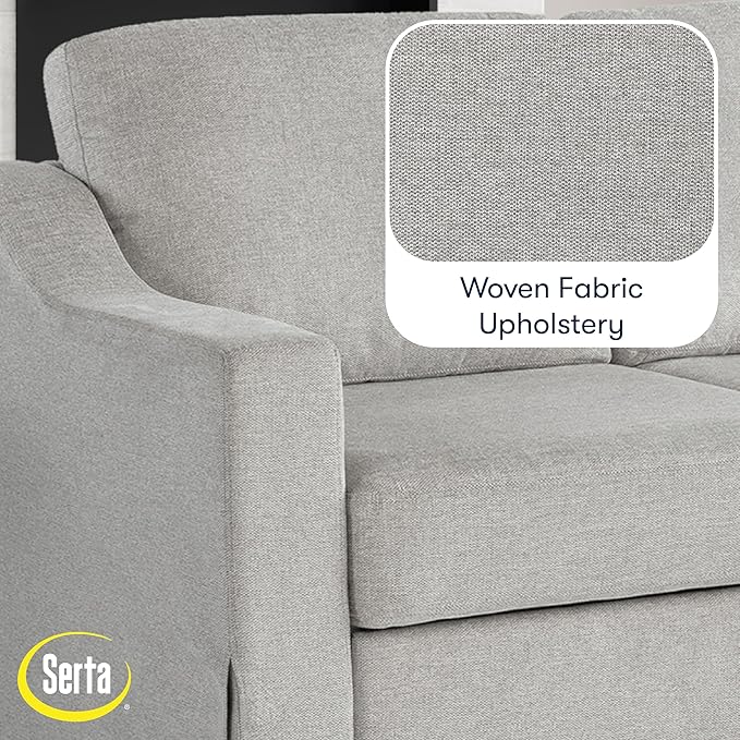 Serta Hawthorne 89.8" Slipcovered Convertible Sleeper Sofa Chaise, Queen Size, Dreamcoil Comfort, Reversible Storage Chaise, Polyester Tweed Fabric, Linen