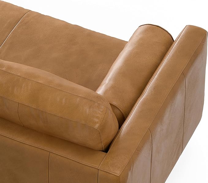 SIMPLIHOME Morrison Right Sectional Sofa in Full-Grain Genuine Leather, Sienna, 102-inches Wide, L-Shaped Leather Couch with Right Chaise for the Living Room and Family Room