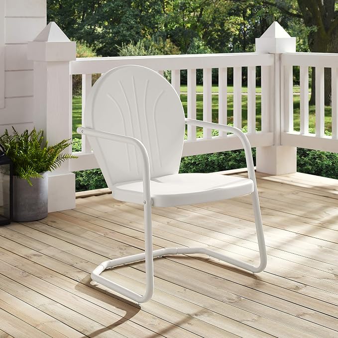 Crosley Furniture Griffith Outdoor Chair, Retro Metal Patio Chairs for Dining, Porch, Deck, Balcony, White - Image 9
