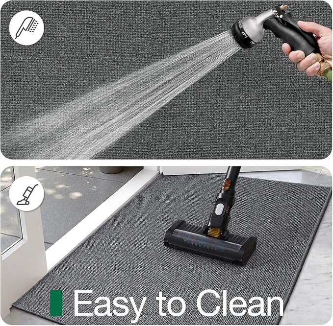 LUMI Indoor Door Mat 32"x48", Ultra Thin Low Profile Non-Slip Doormat for Home Entrance, Absorbent & Stain-Resistant Welcome Mats, Washable Entryway Mat for Front Door, Patio, Porch, Grey - Image 8