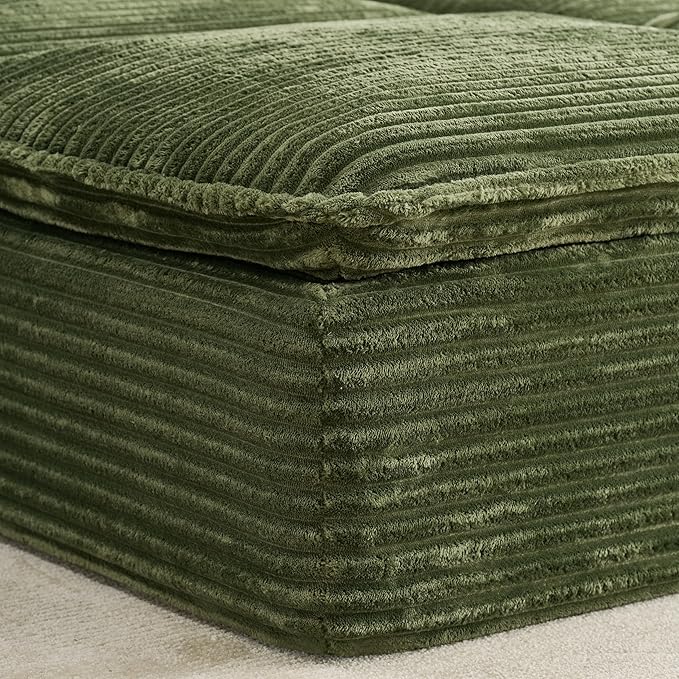 Comfy Boneless Cloud Sofa Chaise Oversized Fluffy Corduroy Upholstered Chaise Lounge for Living Room Bedroom, Modular Compressed Foam Cloud Daybed, Single Seat Sofa