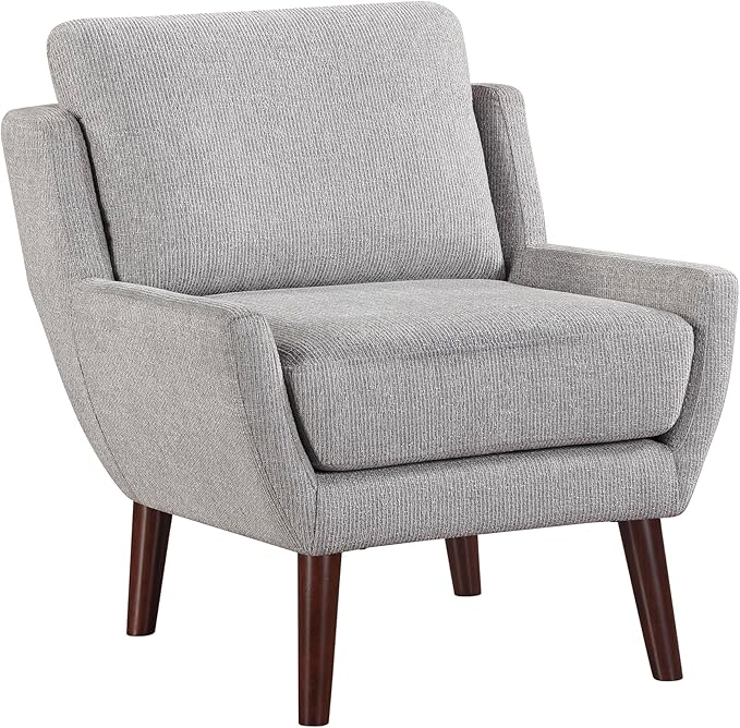 Lexicon Modern Wingback Accent Chair, Chenille Fabric Upholstered Lounge Reading Arm Chair, Solid Wood Legs for Living Room, Bedroom, Supportive Padded Pocket Coil Seat, Easy Assembly, Gray