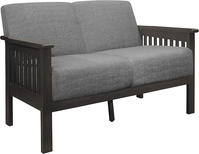 Lexicon Noel 49.5" W Fabric Living Room Sofa Loveseat, Gray