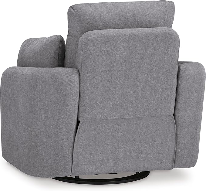 Signature Design by Ashley Modmax Contemporary Swivel Glider Recliner, Press-Back Reclining, Cleanable & Durable Performance Fabric, 21" Seat Height, Gray