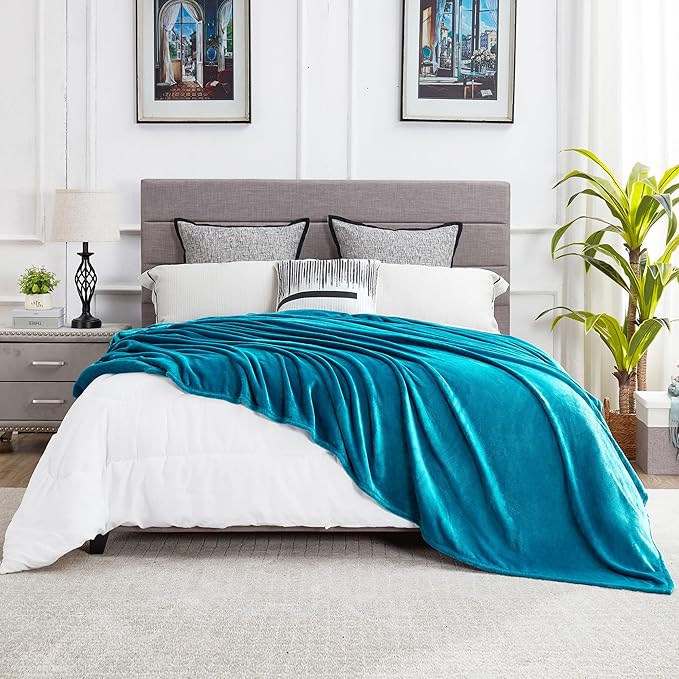 DREAMNINE Extra Large Fleece Blanket,Soft Comfy Fluffy Bed Blankets Queen Size 90" x 90",Luxury Decorative Fuzzy Blanket for Women Girl,Big Cozy Shaggy Warm Flannel Blankets for Winter Autumn Pet,Teal