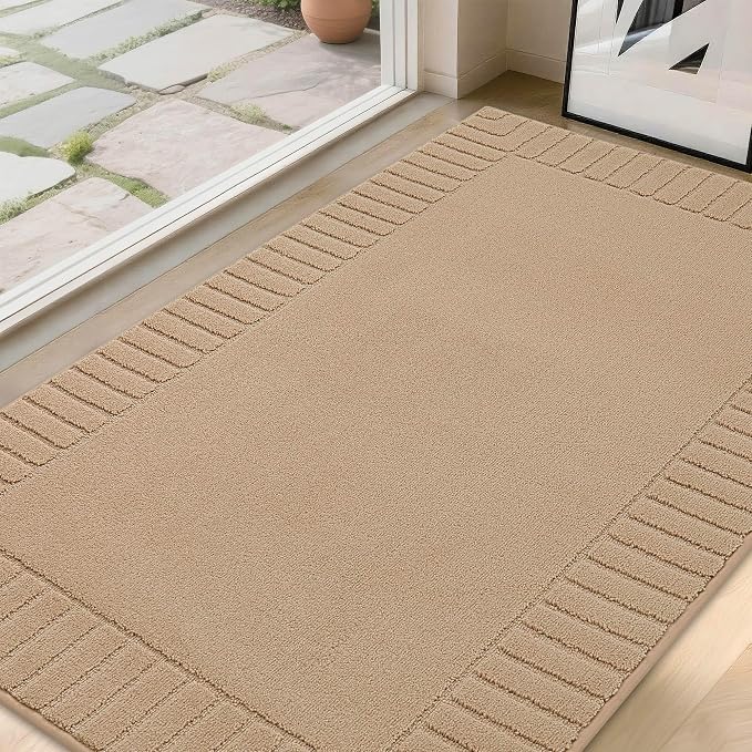 BEQHAUSE Door-Mat Non-Slip Front Doormat Low-Profile Entrance Mats for Front Door Entry Resist Dirt Washable Doormat Absorbent Entryway Door Mat,Taupe,36"x60" by BEQHAUSE