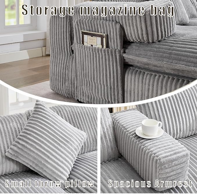 149" Oversized U Shaped Cloud Modular Sectional Sofa Boneless Couch with Double Chaise,Free Combination Convertible Floor Sofa Bed with Storage Pockets and Pillows | No Assembly