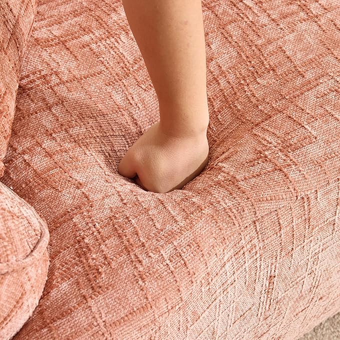 109-Inch Curved Boneless Sofa Couches Compressed 4-Seat Foam Couch for Living Room Bedroom, Boneless Modular Cloud Sofa Curved Floor Couch with 4 Pillows, No Assembly