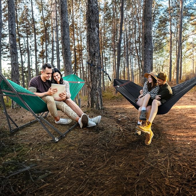 Tranquillo Combo x2 Hammocks with Stand for Outside & Tree Straps, Heavy Duty Hammock with Stand 600lbs for Indoor Outdoor Patio Backyard, x2 Hammocks for 2 Person (Combo - Peacock, Medium) - Image 4