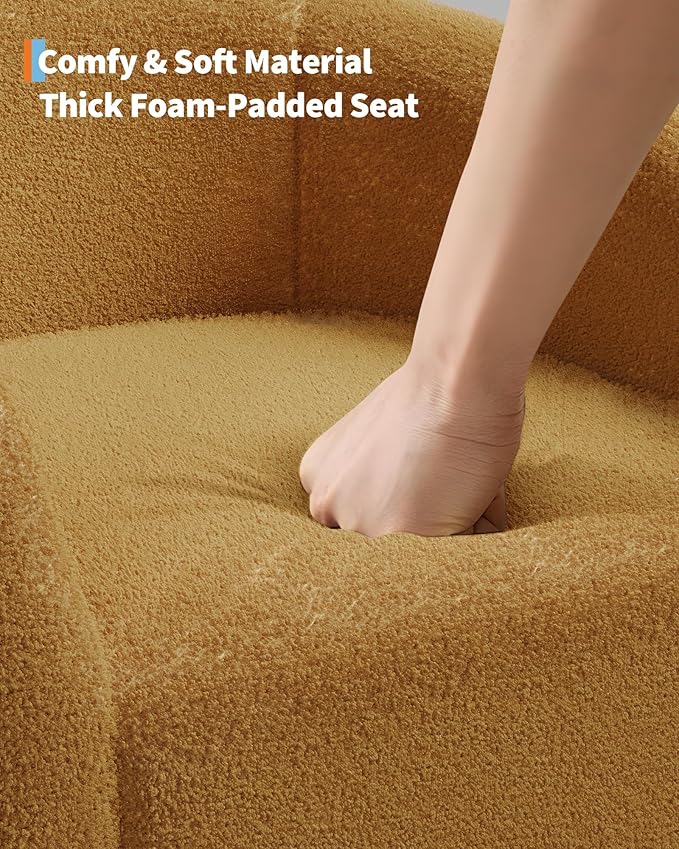 GarveeHome Accent Barrel Chair Set of 2 Boucle Club Chair Furry Sherpa Armchair Suitable for Living Room Bedroom Reception Room Office(Yellow)