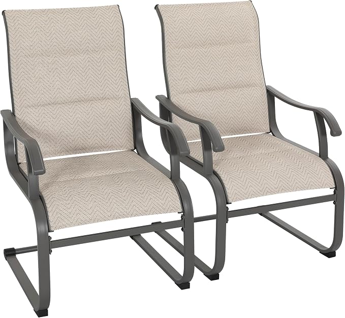 NUU GARDEN Patio Dining Chairs Set of 2, Outdoor Dining Chairs with Breathable Textilene Seat, All-Weather Patio Furniture for Garden Deck Backyard Porch, Grayish Beige by NUUGARDENCORPORATION