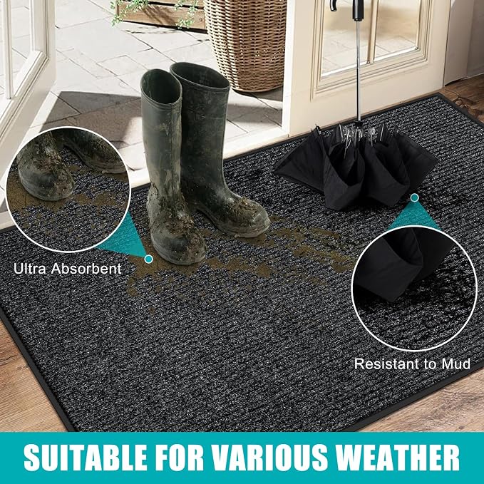 Azadx 3'x6' Front Door Mat Heavy Duty Indoor Outdoor Door Mat Non-Slip Backing Doormat for Entryway Stain and Fade Resistant Commercial Floor Mats Entry Mat Low Profile Welcome Door Mats - Image 4
