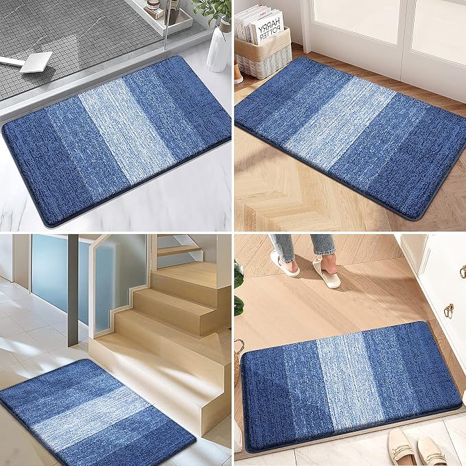 Kitinjoy Indoor Outdoor Door Mat, 59x36 Non-Slip Absorbent Dirt Trapper, Low-Profile Washable Inside Entrance Front Floor Mat, Sturdy Soft Entry Doormats for Entryway, Navy Blue - Image 6