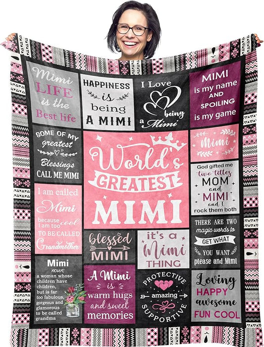 Ruvinzo Mimi Gifts for Grandma, Birthday Gifts for Mimi, Grandma Bday Gift, Grandmother Gift Idea, Best Mimi Ever Gift Soft Throw Blanket 80” x 60”