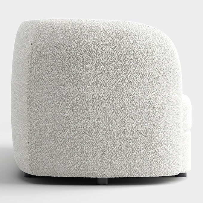 Furniture of America Nimiane Modern Boucle Sofa with Curved Arms and Wooden Legs, Comfy Fabric Upholstered 3 Seater Couch for Living Room, Bedroom, Home Office, Off-White
