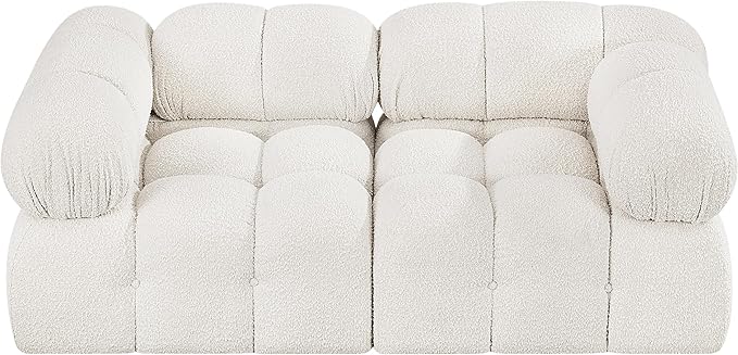 Meridian Furniture 611Cream-S68A Ames Collection Modern | Contemporary Modular Sofa with Rich Cream Boucle Fabric, Modular to Create Infinite Configurations, 68" W x 34" D x 28" H, Cream