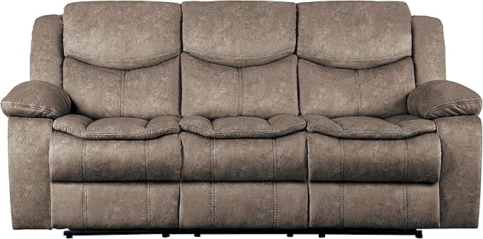 Lexicon Bay Manual Double Reclining Sofa, Brown