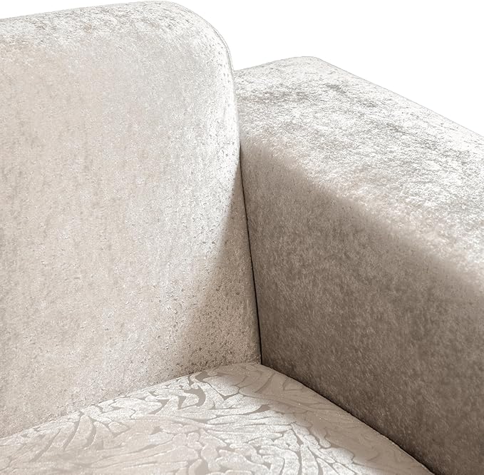 Furniture of America Samison II Glam Solid Wood Upholstered Loveseat with Accent Pillows, Damask Pattern and Gold Base, Soft Couch for Living Room, Bedroom, Office, Beige