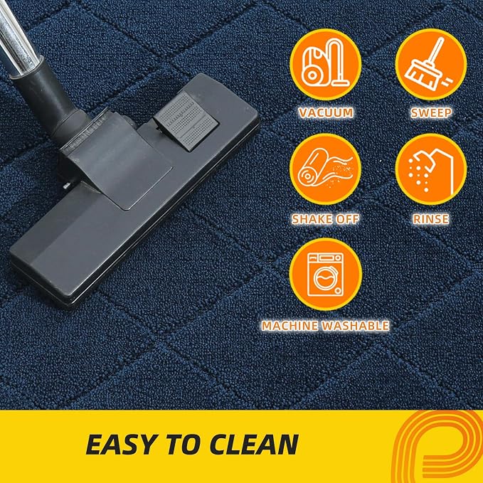 JSEI Dirt Trapper Door Mat 32"x48", Non-Slip Washable Entryway Mats, Dog Door Mat, Stain Resistant and Absorbent Floor Mats, Low Profile Welcome Mat for Front Back Door, Navy Blue - Image 5
