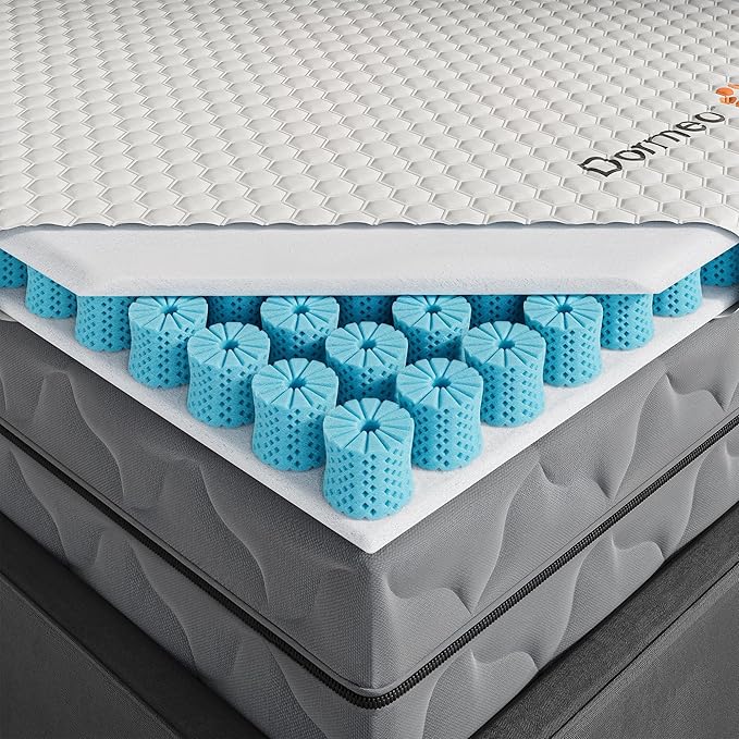 Dormeo RV Short Queen Cooling Mattress Topper with Octaspring® Technology for Optimal Back Support, Medium Firmness