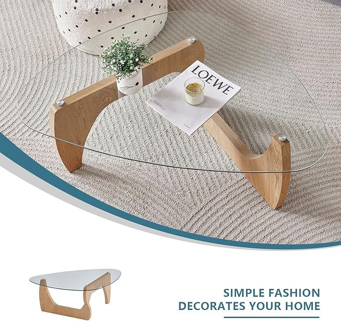 Btrpily Wooden Coffee Table - Modern Triangle Side Table， Contemporary, Stylish, High-End Furnishing for Your Living Room (Nature Wood, Triangle)