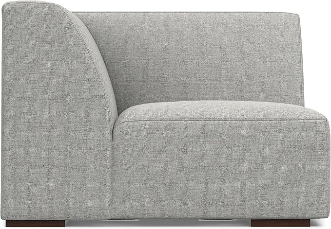 SIMPLIHOME Rex Corner Sofa Module in 100% Recycled Polyester Tightly Woven Performance Fabric, Pale Grey, 38-inches Wide, Handcrafted Modern-Style Corner Accent Chair for Living Room