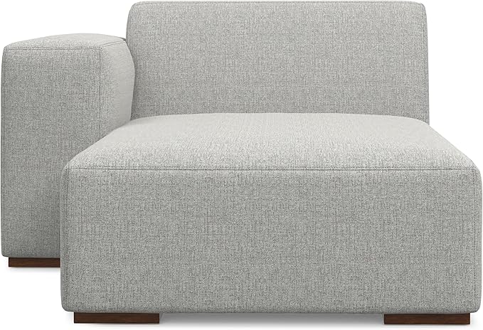 SIMPLIHOME Rex Left Chaise Sofa Module in 100% Recycled Polyester Tightly Woven Performance Fabric, Pale Grey, 44-inches W x 69.5-inches D, Handcrafted Modern-Style Left-Arm Chaise Lounge Chair